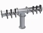 image of Krowne KPTH-6S T-Head Tap Tower, 31-3/4" OA Counter, Glycol Cooled, Steel Finish, Six Beer Faucets