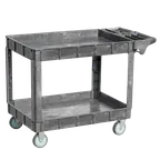 image of Omcan USA 48879 Heavy-Duty Utility Cart, 23.6"W x 47"D, 551.2 lbs, Polypropylene, Gray, 2 Shelves