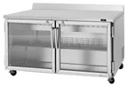 image of Turbo Air PWR-60-G-N 60" 2-Section Worktop Refrigerator w/ 2 Glass Doors, 17.2 cu. ft.