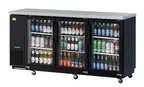 image of RefrigerationX XBB-24-72SG-N6 Reach‑In Back Bar Cooler, 72"W×24"D×35"H, 20.62 cu.ft., Black, Stl Top