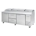 image of Blue Air BAPP93-D2M-HC 93" 3-Section Refrigerated Pizza Prep Table, 2 Doors and 2 Drawers