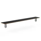 image of Steelite MGCIAF05MSXX 71" Nero Marquina Marble BHP Laminate Buffet Table, 9-1/2"D x 6-1/2"H, Brushed Stainless Steel Stem
