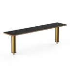 image of Steelite MGCIAF07MBXX 47" Modular Buffet Table, Nero Marquina Marble BHP Laminate Top, Brushed Brass, 9-1/2"D x 12-1/2"H