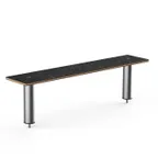 image of Steelite MGCIAF07MSXX 47" Rectangular Buffet Table, Nero Marquina Marble BHP Laminate Top, Brushed Stainless Steel