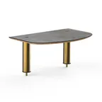image of Steelite MGCIAY01GBXX 29" Buffet Table, Grey Slate BHP Laminate Top, Brushed Brass Legs, 19"D x 12.5"H