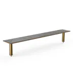 image of Steelite MGCIAY03GBXX 80" Buffet Table, Grey Slate BHP Laminate Top, Brushed Brass Legs, 12"D x 12.5"H