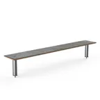 image of Steelite MGCIAY03GSXX 80" Grey Slate BHP Laminate Buffet Table, 12"D x 12.5"H, Bamboo Core, Brushed Stainless Steel Legs