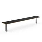 image of Steelite MGCIAY03MSXX 80" Wide Rectangular Buffet Table, Nero Marquina Marble BHP Laminate Top, Brushed Stainless Steel Legs