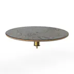 image of Steelite MGCIAY04GBXX 30" Round Buffet Table, 6-1/2"H, Gray Slate BHP Laminate Top, Brushed Brass, Bamboo Core