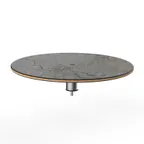 image of Steelite MGCIAY04GSXX 30" Round Gray Slate BHP Laminate Buffet Table, 6-1/2"H, Brushed Stainless Steel