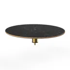 image of Steelite MGCIAY04MBXX 30" Round Nero Marquina Marble BHP Laminate Buffet Table, 6-1/2"H, Brushed Brass