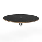 image of Steelite MGCIAY04MSXX 30" Round Nero Marquina Marble BHP Laminate Buffet Table, 6.5"H, Brushed Stainless Steel