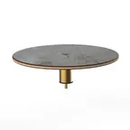 image of Steelite MGCIAY05GBXX 24" Round Gray Slate BHP Laminate Buffet Table, 6-1/2"H, Brushed Brass, Bamboo Core