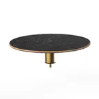 image of Steelite MGCIAY05MBXX 24" Round Nero Marquina Marble BHP Laminate Buffet Table, 6-1/2"H, Brushed Brass