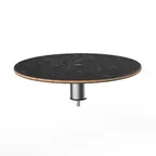 image of Steelite MGCIAY05MSXX 24" Round Nero Marquina Marble BHP Laminate Buffet Table, 6-1/2"H, Brushed Stainless Steel