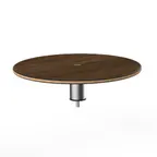 image of Steelite MGCIAY05WSXX 24" Round Bengali Mango Wood Buffet Table, 6-1/2"H, Brushed Stainless Steel
