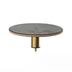 image of Steelite MGCIAY06GBXX 18" Round Gray Slate BHP Laminate Buffet Table, 6-1/2"H, Brushed Brass, Bamboo Core