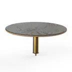 image of Steelite MGCIAY07GBXX Mogogo Buffet Solutions Modular High Display Shelf, 30" dia. x 12-1/2"H, gray slate BHP laminate with bamboo core top, brushed brass