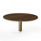 image of Steelite MGCIAY07WBXX 30" Round Bengali Mango Wood Buffet Table, 12.5"H, Bamboo Core, Brushed Brass