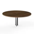 image of Steelite MGCIAY07WSXX 30" Round Bengali Mango Wood Buffet Table, 12.5"H, Brushed Stainless Steel