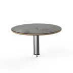 image of Steelite MGCIAY08GSXX 24" Round Buffet Table, 12.5"H, Gray Slate BHP Laminate Top, Brushed Stainless Steel