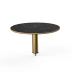 image of Steelite MGCIAY08MBXX 24" Round Nero Marquina Marble BHP Buffet Table, 12.5"H, Brushed Brass, Laminated Wood