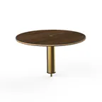 image of Steelite MGCIAY08WBXX 24" Round Bengali Mango Wood Buffet Table, 12.5"H, BHP Laminate with Bamboo Core, Brushed Brass