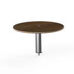 image of Steelite MGCIAY08WSXX 24" Round Bengali Mango Wood Buffet Table, 12.5"H, Brushed Stainless Steel