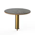 image of Steelite MGCIAY09GBXX 18" Round Buffet Table, 12.5"H Gray Slate Laminate Top with Bamboo Core, Brushed Brass