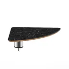 image of Steelite MGCIAY10MSXX 17"x17"x6.5"H Triangular Buffet Table, Nero Marquina Marble BHP Laminate Top, Brushed Stainless Steel