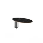 image of Steelite MGCIAY15MSXX 16" x 8" Oval Buffet Table, Nero Marquina Marble BHP Laminate Top, Brushed Stainless Steel