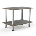 image of Steelite MGCMDX02GSXF 2-Tier Buffet Table, 47"W x 29.5"D x 35"H, Grey Slate Laminate Top, Brushed Stainless Steel Legs