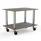 image of Steelite MGCMDX02GSXW 2-Tier Buffet Table, 47" x 29.5", Grey Slate BHP Laminate Top, Brushed Stainless Steel