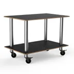 image of Steelite MGCMDX02MSXW 2-Tier Buffet Table, 47"W x 29.5"D x 35"H, Nero Marquina Marble BHP Laminate Top