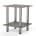 image of Steelite MGCMDX03GSXF 2-Tier Buffet Table, 29x29, Grey Slate Laminate Top, Brushed Stainless Steel Legs