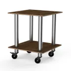 image of Steelite MGCMDX03WSXW 29" Square Buffet Table, 35"H, 2-Tier, Bamboo Core, Brushed Stainless Steel