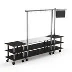 image of Steelite MGCMLA02MSXW 130" Modular Buffet Table, 3-Tier, 96"H, Nero Marquina Marble Top, Stainless Steel