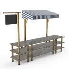 image of Steelite MGCMLA03GBWF Mogogo Buffet Solutions Modular Pro Salsa Bar Station, 130" x 29.5" x 96"H, 3-tier, grey slate BHP laminate top
