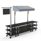 image of Steelite MGCMLA03MSWW Mogogo Buffet Station, 130" Wide, 3-Tier, Nero Marquina Marble BHP Laminate Top