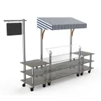 image of Steelite MGCMLA04GSWW Mogogo Buffet Solutions Modular Classic Canopy Station, 130" x 29-1/2" x 96"H, 3-tier, stainless steel, grey slate BHP laminate