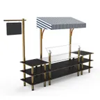 image of Steelite MGCMLA04MBWF 130" Configurable Buffet Table, 3-Tier, Nero Marquina Marble, Brushed Brass Finish