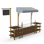 image of Steelite MGCMLA04WBWF 130" Modular Classic Buffet Station, 3-Tier, 96"H, Stainless Steel, Bengali Mango Wood Top