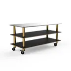 image of Steelite MGCMLA05MBXW 71" Configurable Buffet Table, 3-Tier, 29-1/2"D x 33"H, Stainless Steel & Nero Marquina Marble BHP Laminate Top