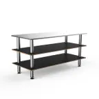 image of Steelite MGCMLA05MSXF 71" Configurable Buffet Table, 3-Tier, Stainless Steel & Nero Marquina Marble Laminate Top, Brushed Stainless Steel Legs