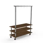 image of Steelite MGCMLA06WSXW 71" Modular Classic Arch Buffet Table, 3-Tier, 96"H, Bengali Mango Wood Top, Brushed Stainless Steel