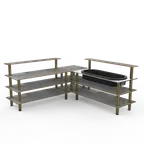 image of Steelite MGCMLB01GBXF 100x100 Modular Buffet Station, 3-Tier, 47H, Grey Slate BHP Laminate Top, Stainless Steel Ice Bin