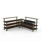 image of Steelite MGCMLB01WBXW 100" Modular Buffet Station, 3-Tier, Stainless Steel & Bamboo Core Top