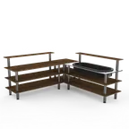 image of Steelite MGCMLB01WSXF 100x100x47 Modular Buffet Station, 3-Tier, Stainless Steel Top, Laminated Wood Shelves, Brushed Stainless