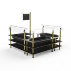 image of Steelite MGCMLB03MBXF 3-Tier Configurable Buffet Table, 100x100, Nero Marquina Marble BHP Laminate, Stainless Steel Tops