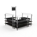 image of Steelite MGCMLB03MSXF 3-Tier Buffet Station, 100x100, Nero Marquina Marble BHP Laminate, Stainless Steel Tops, Insulated Ice Bin